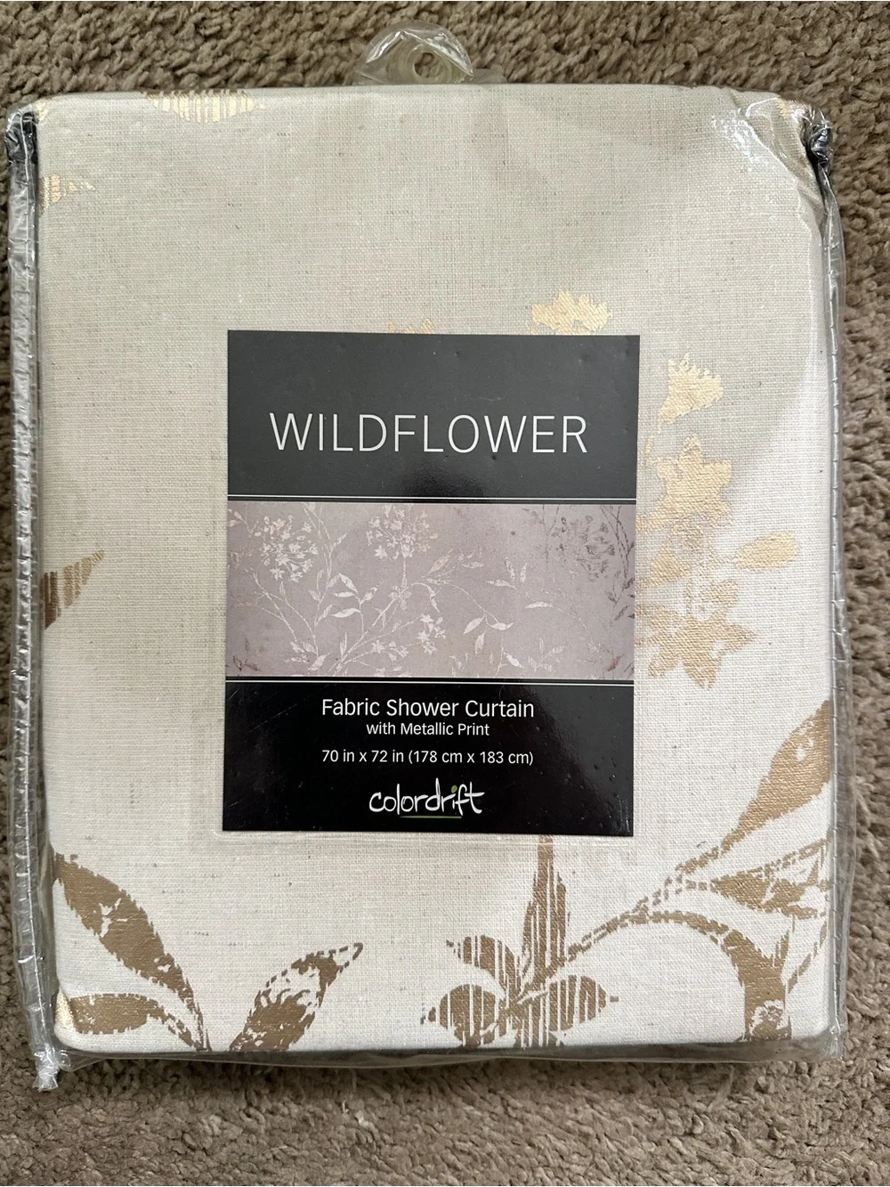 Colordrift Wildflower Metallic Floral Wildflower Fabric Shower Curtain 70 x 72